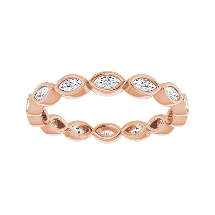 Sapphire Row Lab-Grown Diamond Marquise Station Band - 14K Rose Gold, 3 × 1.5 mm, 5 (view 3)