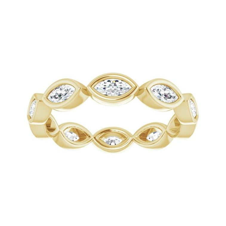 Sapphire Row Lab-Grown Diamond Marquise Station Band - 14K Yellow Gold, 4 × 2 mm, 5 (view 3)