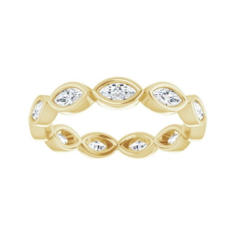 Sapphire Row Lab-Grown Diamond Marquise Station Band - 14K Yellow Gold, 4 × 2 mm, 6 (view 3)
