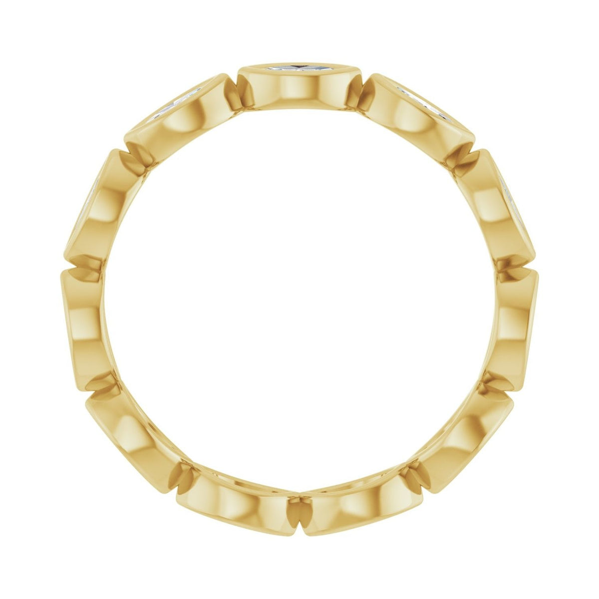 Sapphire Row Lab-Grown Diamond Marquise Station Band - 14K Yellow Gold, 4 × 2 mm, 7 (view 2)