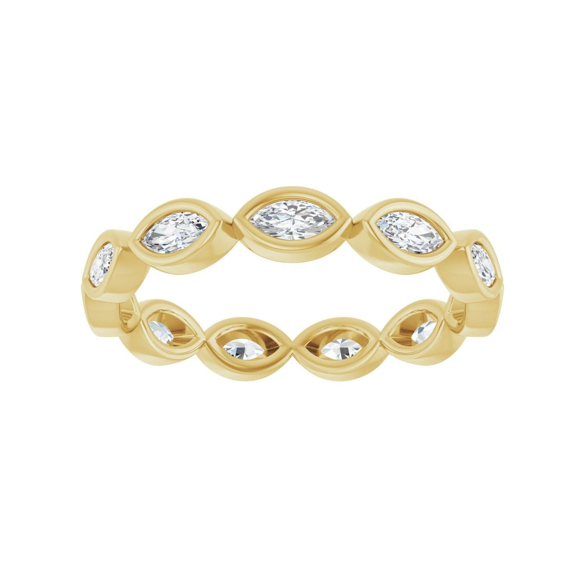 Sapphire Row Lab-Grown Diamond Marquise Station Band - 14K Yellow Gold, 4 × 2 mm, 7 (view 3)