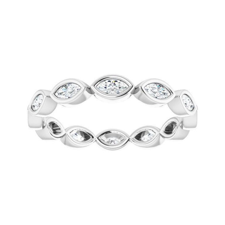 Sapphire Row Lab-Grown Diamond Marquise Station Band - 14K White Gold, 3.5 × 1.75 mm, 6 (view 3)