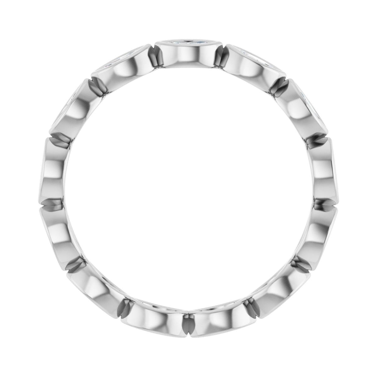 Sapphire Row Lab-Grown Diamond Marquise Station Band - 14K White Gold, 3.5 × 1.75 mm, 7 (view 2)