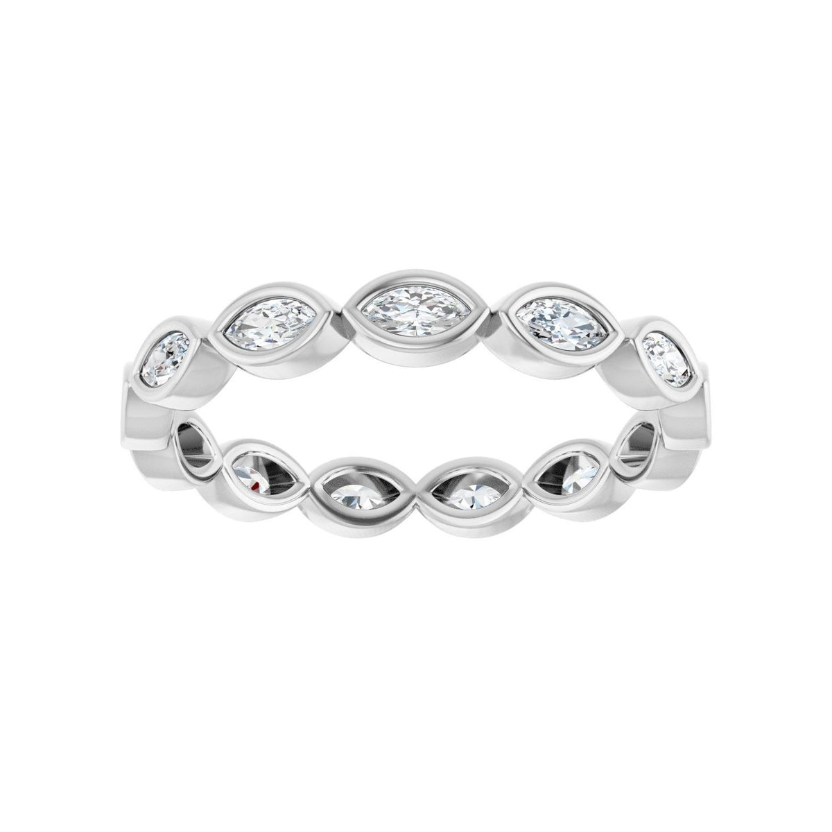 Sapphire Row Lab-Grown Diamond Marquise Station Band - 14K White Gold, 3.5 × 1.75 mm, 7 (view 3)