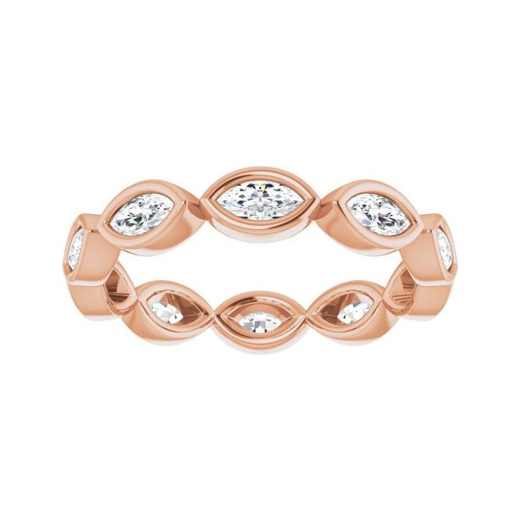 Sapphire Row Lab-Grown Diamond Marquise Station Band - 14K Rose Gold, 4 × 2 mm, 5 (view 3)