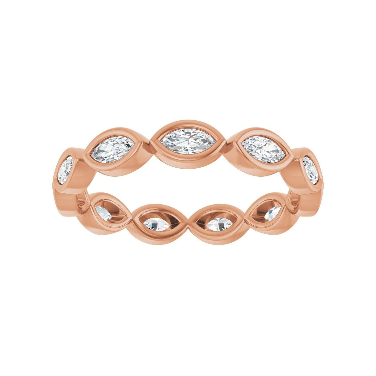 Sapphire Row Lab-Grown Diamond Marquise Station Band - 14K Rose Gold, 4 × 2 mm, 7 (view 3)