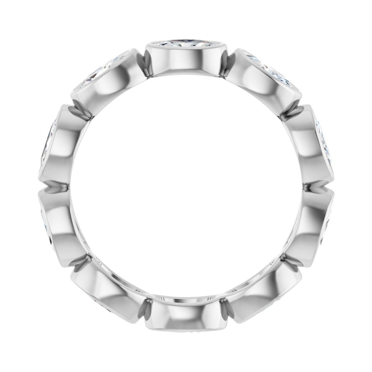 Sapphire Row Lab-Grown Diamond Oval Station Band - 10K White Gold, 7 (view 2)