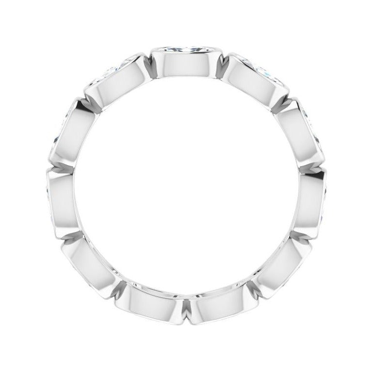 Sapphire Row Lab-Grown Diamond Oval Station Band - 10K White Gold, 9 (view 2)