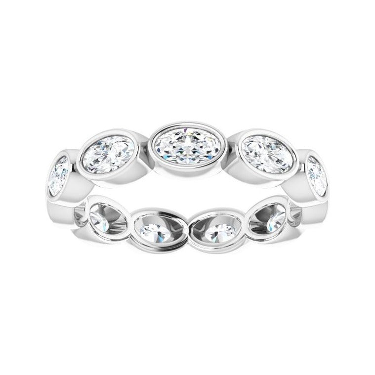 Sapphire Row Lab-Grown Diamond Oval Station Band - 10K White Gold, 9 (view 3)