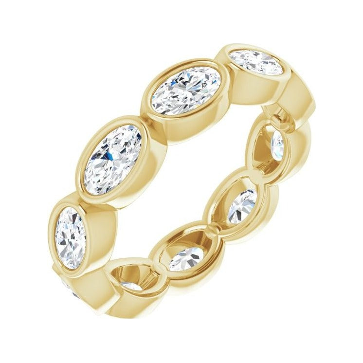 Sapphire Row Lab-Grown Diamond Oval Station Band - 10K Yellow Gold, 5.75