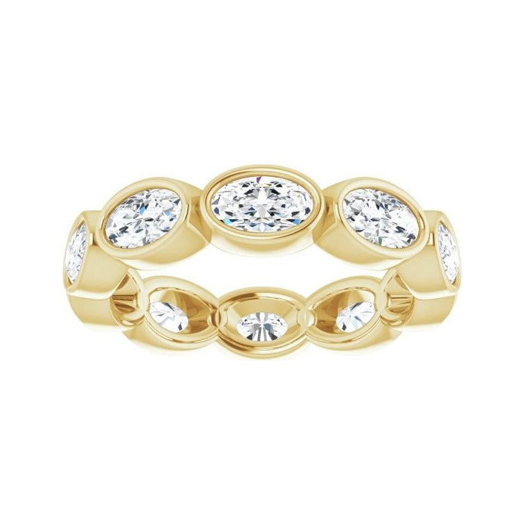 Sapphire Row Lab-Grown Diamond Oval Station Band - 10K Yellow Gold, 5.75 (view 3)