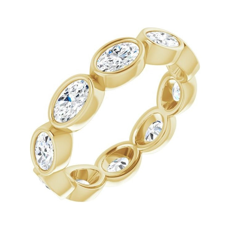 Sapphire Row Lab-Grown Diamond Oval Station Band - 10K Yellow Gold, 6.75