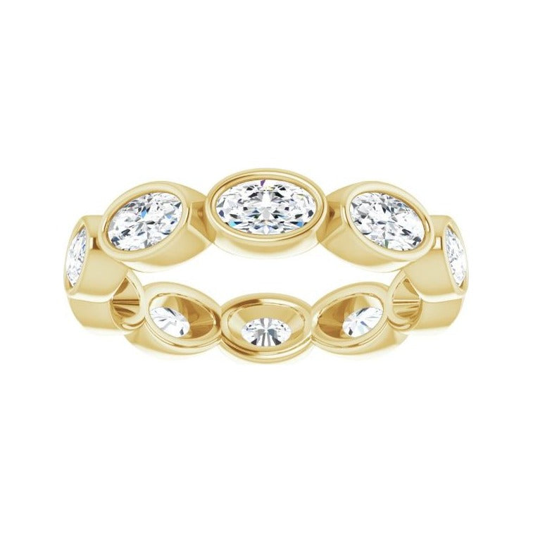 Sapphire Row Lab-Grown Diamond Oval Station Band - 10K Yellow Gold, 6.75 (view 3)