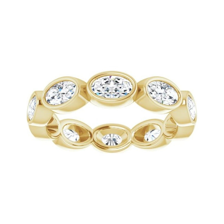 Sapphire Row Lab-Grown Diamond Oval Station Band - 10K Yellow Gold, 7.25 (view 3)
