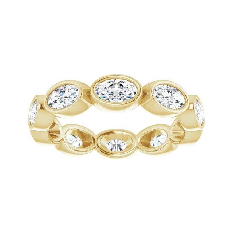 Sapphire Row Lab-Grown Diamond Oval Station Band - 10K Yellow Gold, 7.75 (view 3)