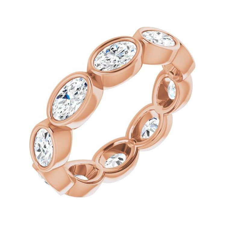 Sapphire Row Lab-Grown Diamond Oval Station Band - 10K Rose Gold, 6