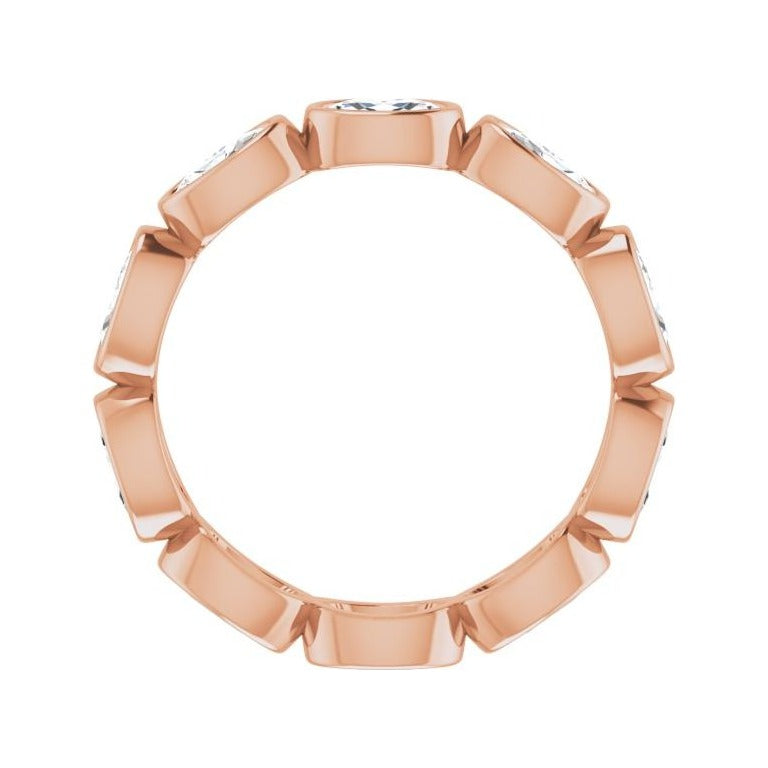 Sapphire Row Lab-Grown Diamond Oval Station Band - 10K Rose Gold, 7.5 (view 2)