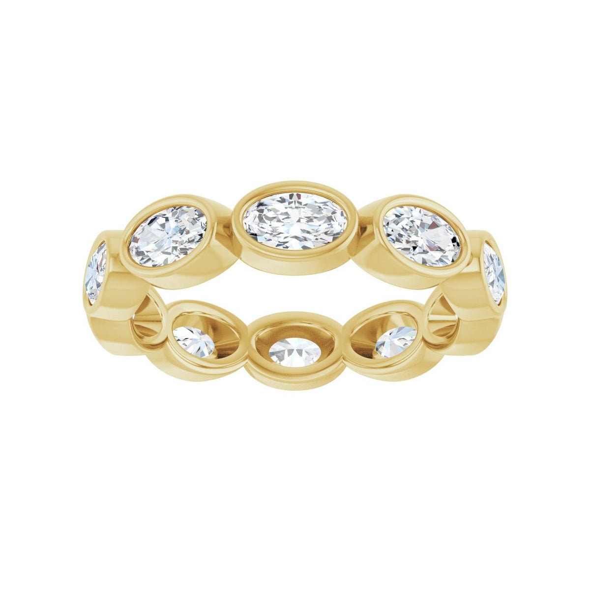 Sapphire Row Lab-Grown Diamond Oval Station Band - 10K Yellow Gold, 7 (view 3)