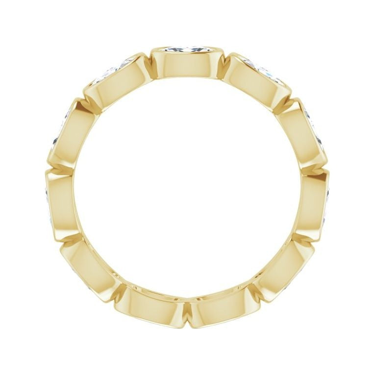 Sapphire Row Lab-Grown Diamond Oval Station Band - 10K Yellow Gold, 9 (view 2)