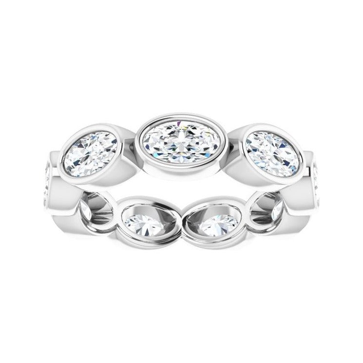 Sapphire Row Lab-Grown Diamond Oval Station Band - 10K White Gold, 4.25 (view 3)
