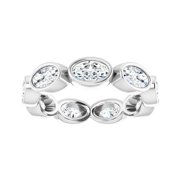 Sapphire Row Lab-Grown Diamond Oval Station Band - 10K White Gold, 5.25 (view 3)