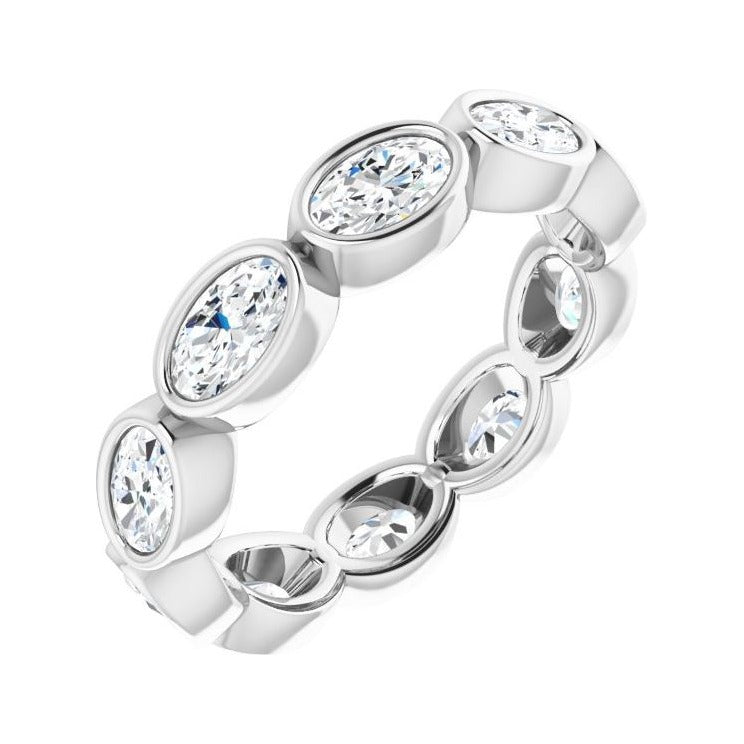 Sapphire Row Lab-Grown Diamond Oval Station Band - 10K White Gold, 6.25