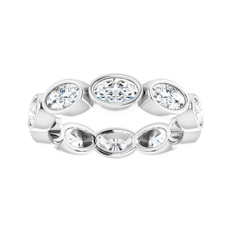 Sapphire Row Lab-Grown Diamond Oval Station Band - 10K White Gold, 6.25 (view 3)