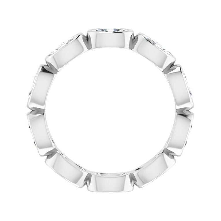 Sapphire Row Lab-Grown Diamond Oval Station Band - 10K White Gold, 6.75 (view 2)