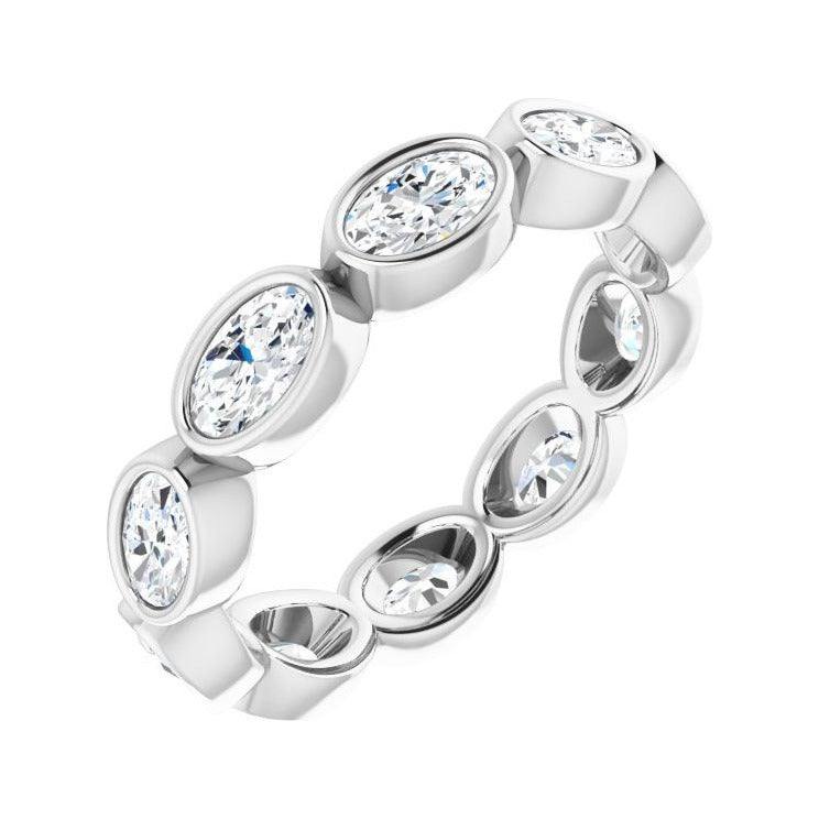 Sapphire Row Lab-Grown Diamond Oval Station Band - 10K White Gold, 7.25