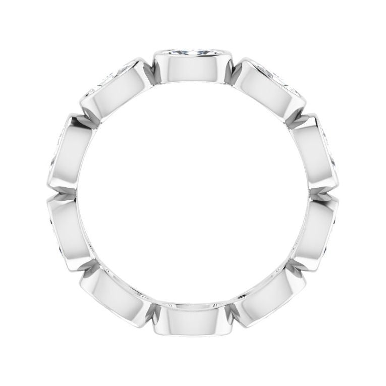 Sapphire Row Lab-Grown Diamond Oval Station Band - 10K White Gold, 7.75 (view 2)