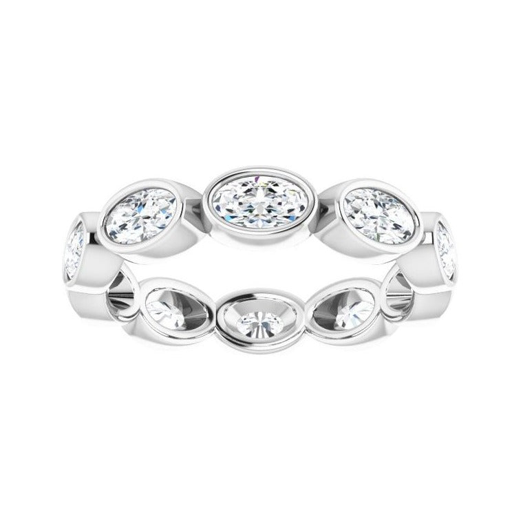 Sapphire Row Lab-Grown Diamond Oval Station Band - 10K White Gold, 7.75 (view 3)