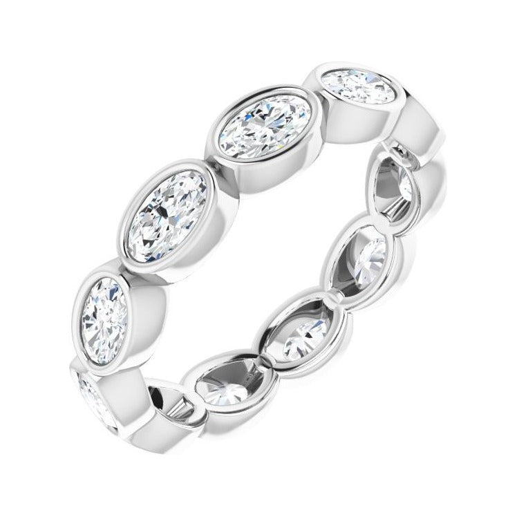 Sapphire Row Lab-Grown Diamond Oval Station Band - 10K White Gold, 8.25