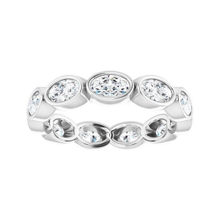 Sapphire Row Lab-Grown Diamond Oval Station Band - 10K White Gold, 8.25 (view 3)