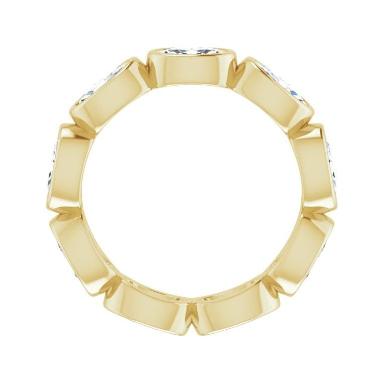 Sapphire Row Lab-Grown Diamond Oval Station Band - 10K Yellow Gold, 4.5 (view 2)