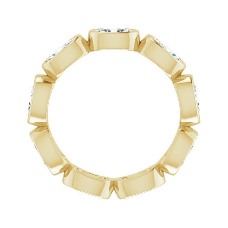 Sapphire Row Lab-Grown Diamond Oval Station Band - 10K Yellow Gold, 5.5 (view 2)
