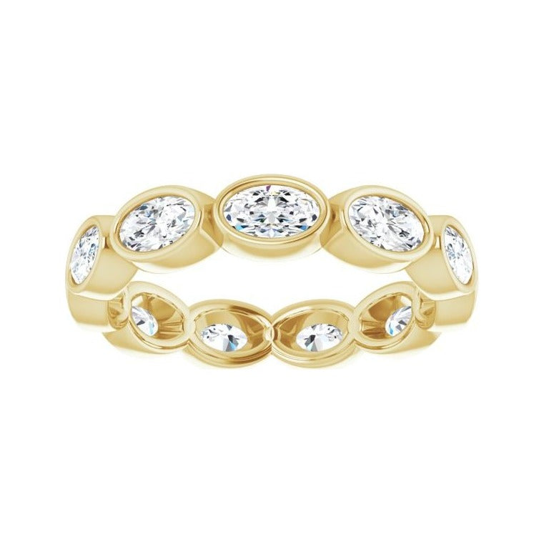 Sapphire Row Lab-Grown Diamond Oval Station Band - 10K Yellow Gold, 8.5 (view 3)