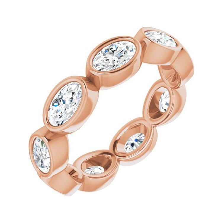 Sapphire Row Lab-Grown Diamond Oval Station Band - 10K Rose Gold, 5.25