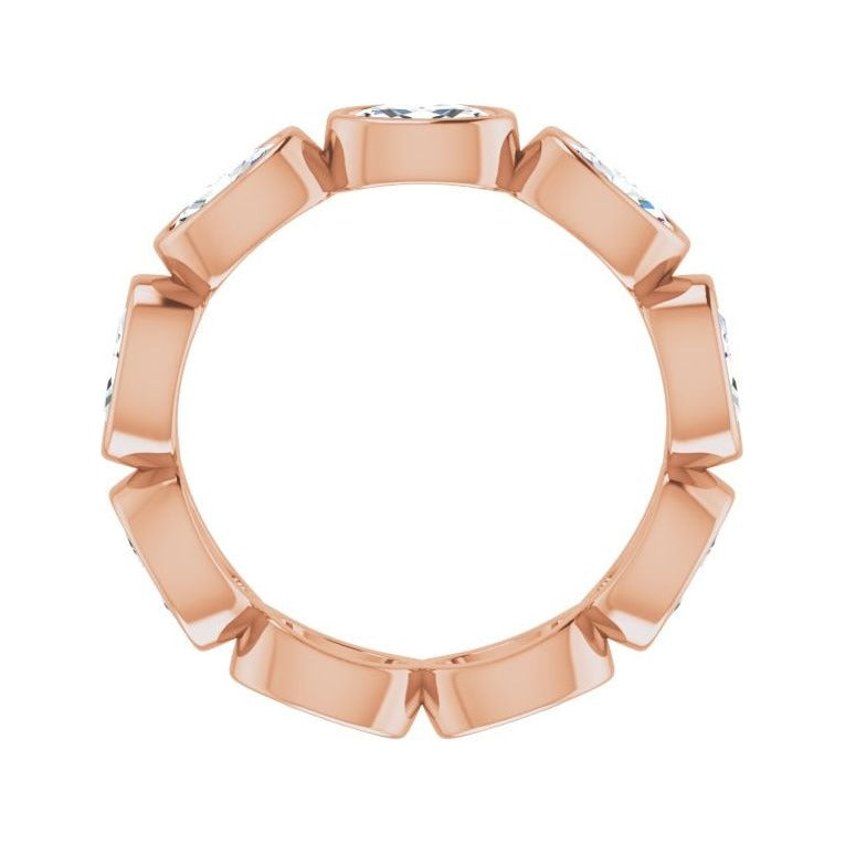 Sapphire Row Lab-Grown Diamond Oval Station Band - 10K Rose Gold, 5.25 (view 2)