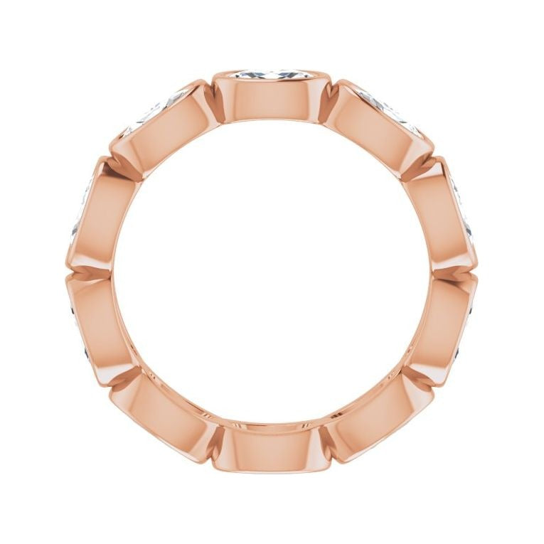 Sapphire Row Lab-Grown Diamond Oval Station Band - 10K Rose Gold, 5.75 (view 2)