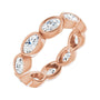Sapphire Row Lab-Grown Diamond Oval Station Band - 10K Rose Gold, 6.25