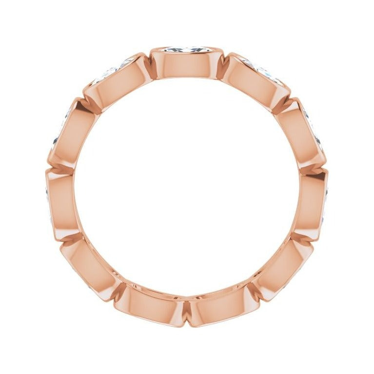 Sapphire Row Lab-Grown Diamond Oval Station Band - 10K Rose Gold, 8.75 (view 2)