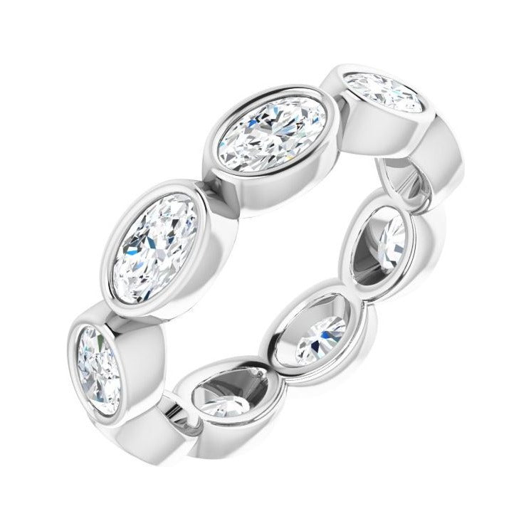 Sapphire Row Lab-Grown Diamond Oval Station Band - 10K White Gold, 4.5