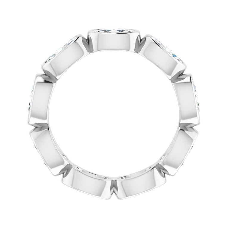 Sapphire Row Lab-Grown Diamond Oval Station Band - 10K White Gold, 4.5 (view 2)