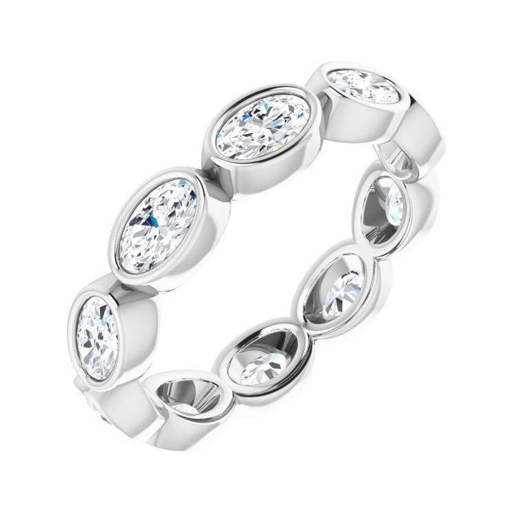 Sapphire Row Lab-Grown Diamond Oval Station Band - 10K White Gold, 7.5