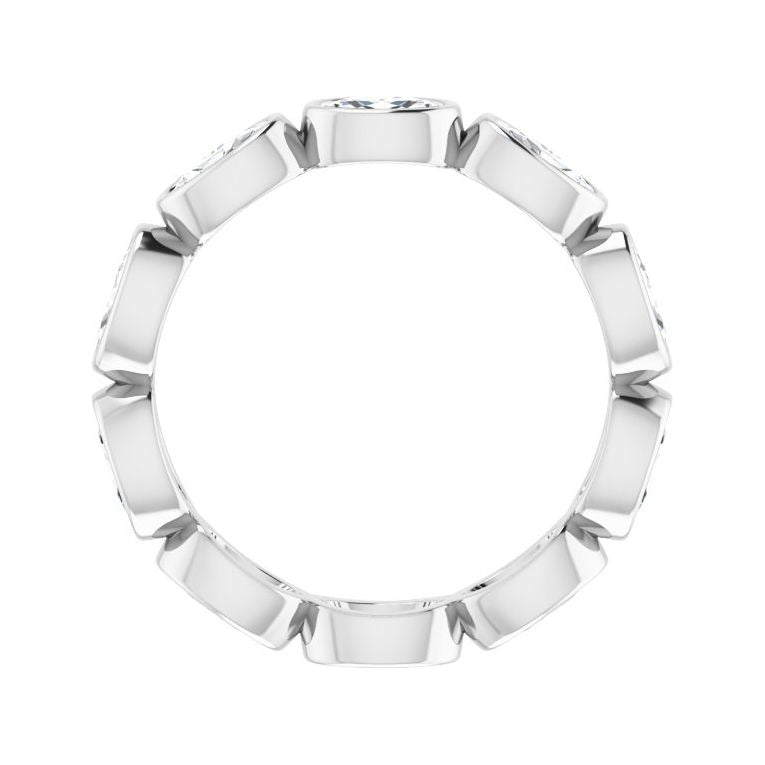 Sapphire Row Lab-Grown Diamond Oval Station Band - 10K White Gold, 7.5 (view 2)