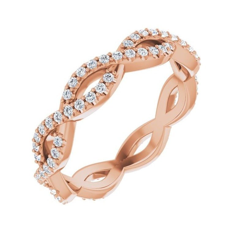 Sapphire Row Natural Diamond Infinity Pavé Eternity Band - 14K Rose Gold, 5