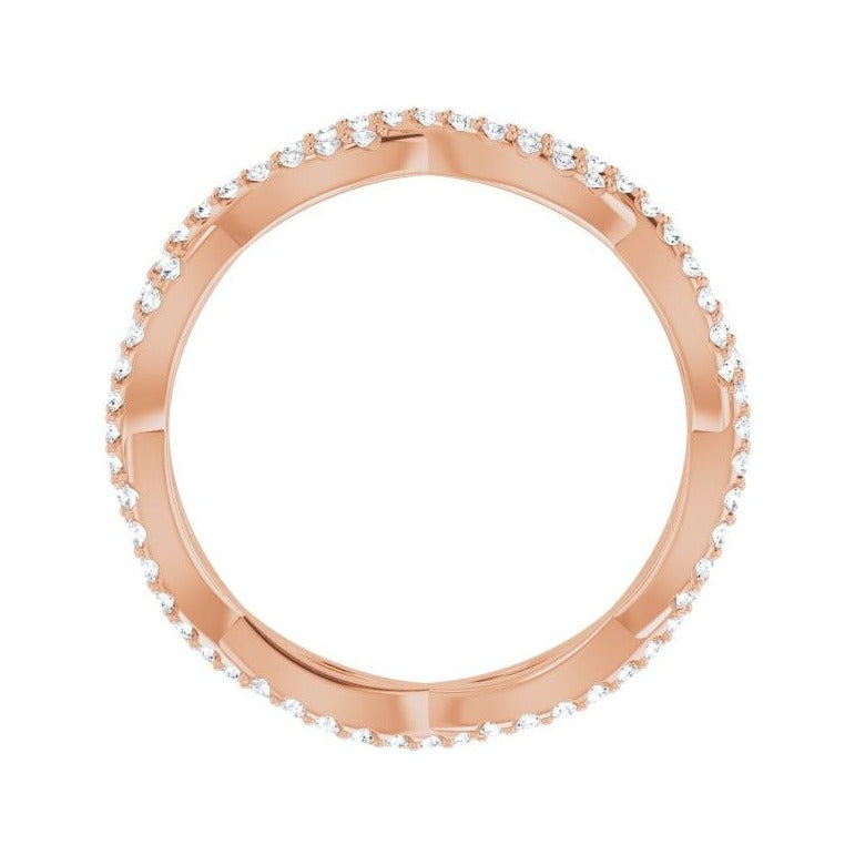 Sapphire Row Natural Diamond Infinity Pavé Eternity Band - 14K Rose Gold, 6 (view 2)