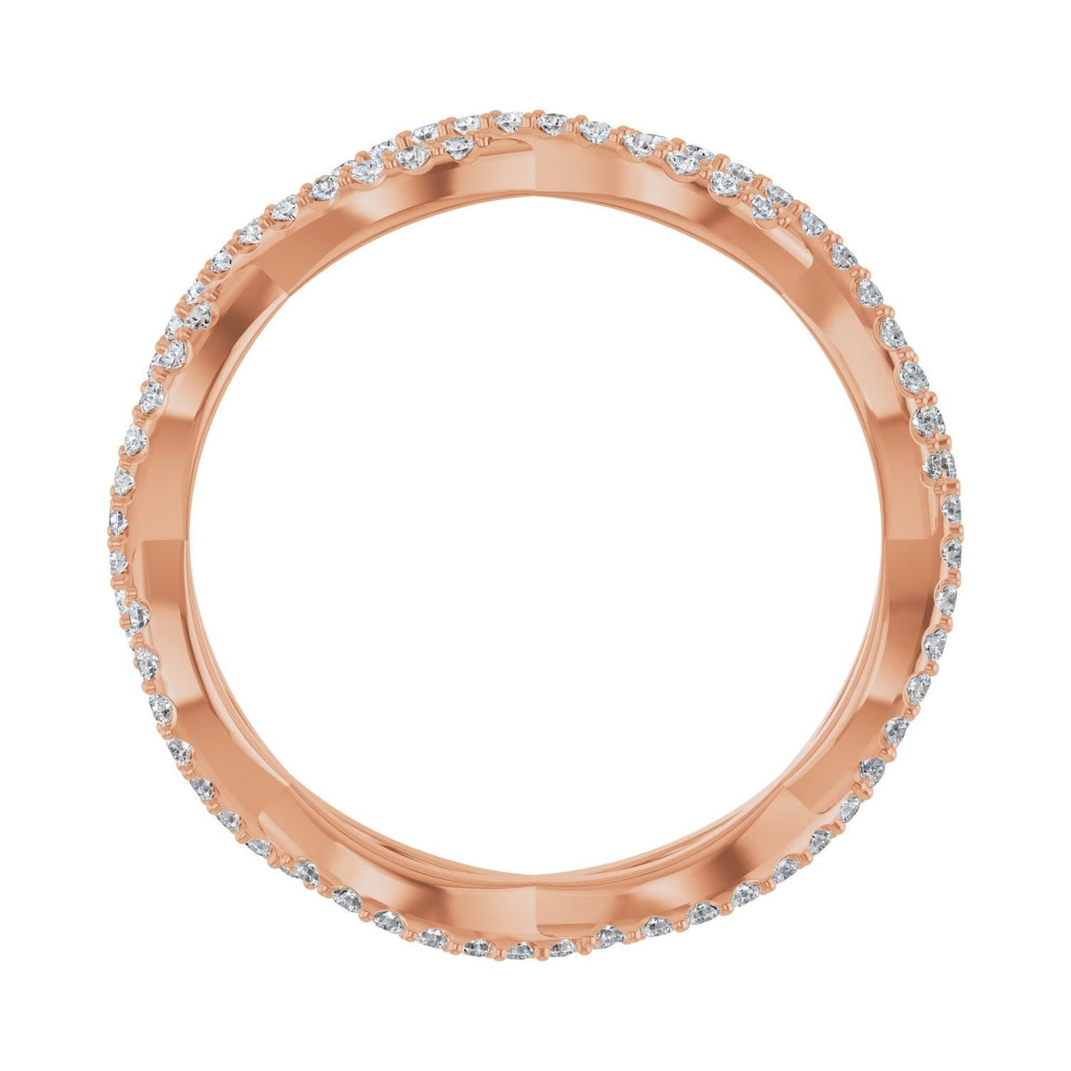Sapphire Row Natural Diamond Infinity Pavé Eternity Band - 14K Rose Gold, 7 (view 2)