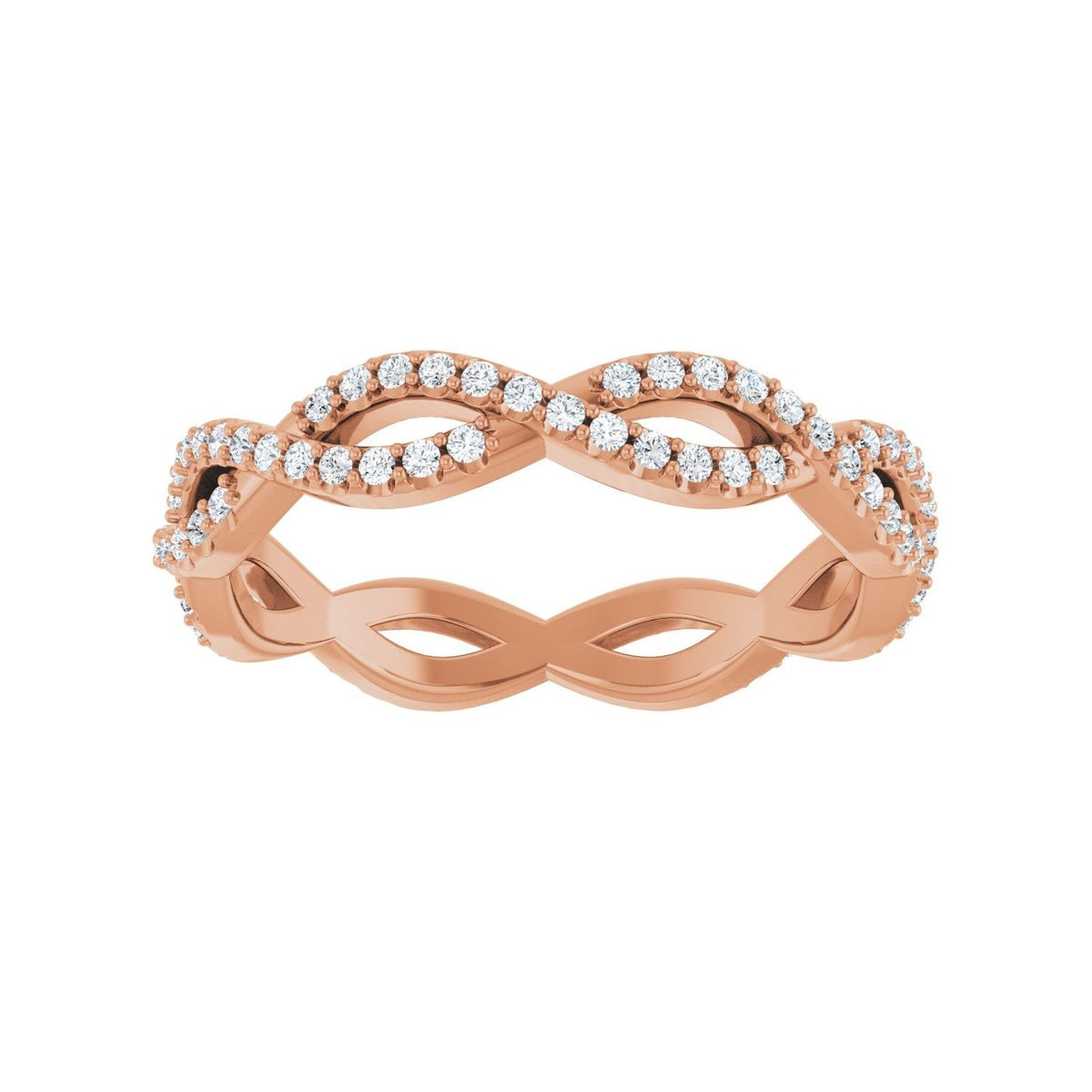 Sapphire Row Natural Diamond Infinity Pavé Eternity Band - 14K Rose Gold, 7 (view 3)