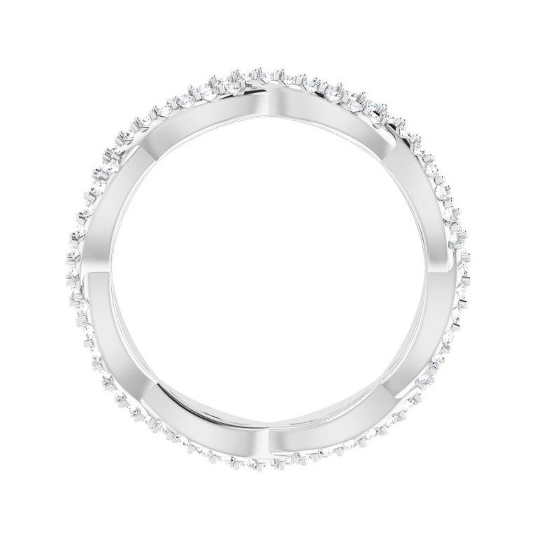 Sapphire Row Natural Diamond Infinity Pavé Eternity Band - 14K White Gold, 4 (view 2)